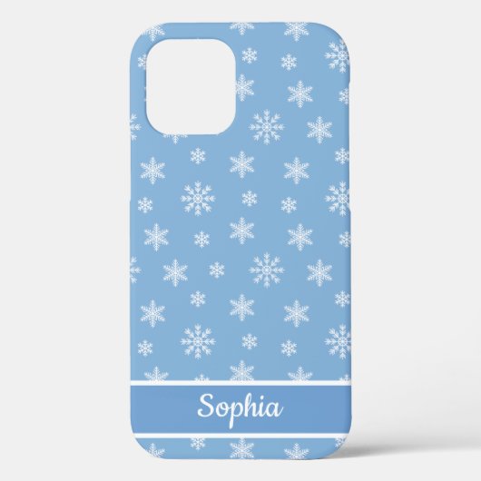 Sneeuwvlokken Babyblauw, gepersonaliseerde naam Case-Mate iPhone Case (Achterkant)