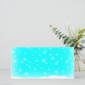 SNEEUWVLOKKEN BABYBLUE FEESTDAGENKAART (Staand voorkant)