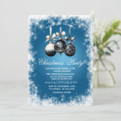 Sneeuwvlokken, Ballen, Blauw Kerstmisfeest Kaart (Staand voorkant)