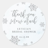 Sneeuwvlokken Bedankt voor deze Sneeuw Veel Bruids Ronde Sticker (Voorkant)