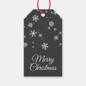 Sneeuwvlokken Bericht Grijze kerstfeestdag Cadeaulabel (Voorkant)