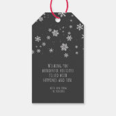 Sneeuwvlokken Bericht Grijze kerstfeestdag Cadeaulabel (Achterkant)