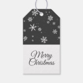 Sneeuwvlokken Bericht Grijze kerstfeestdag Cadeaulabel (Voorkant)