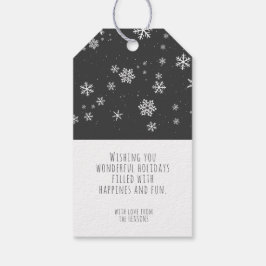 Sneeuwvlokken Bericht Grijze kerstfeestdag Cadeaulabel