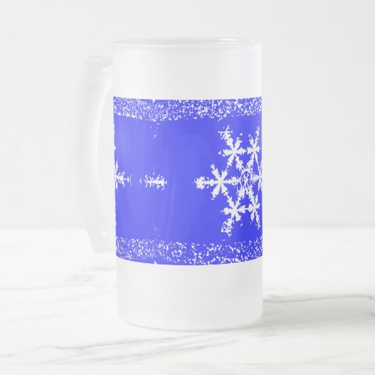 Sneeuwvlokken, bevroren, 16 oz, Mok van geglazuurd (Voorkant links)
