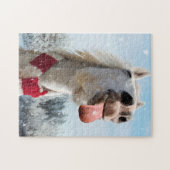 Sneeuwvlokken bij het vangen van paarden legpuzzel (Horizontaal)