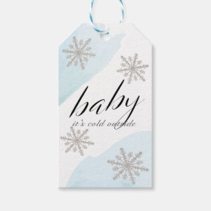 Sneeuwvlokken blauw Baby zijn koude buitenzijde be Cadeaulabel