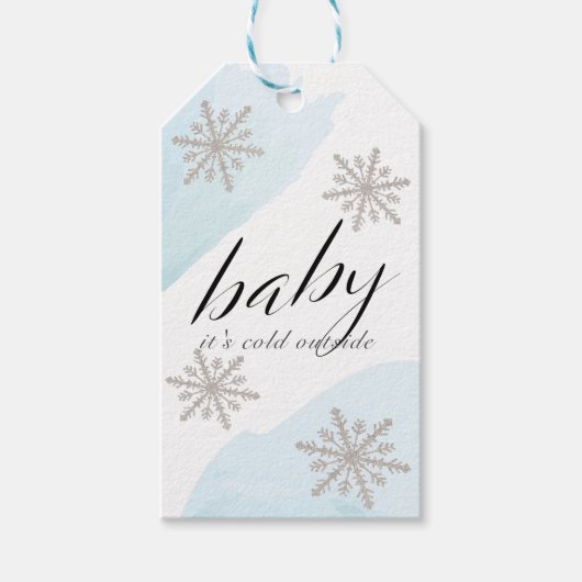 Sneeuwvlokken blauw Baby zijn koude buitenzijde be Cadeaulabel (Voorkant)
