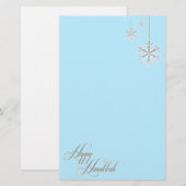 Sneeuwvlokken (blauw) briefpapier (Voorkant / Achterkant)