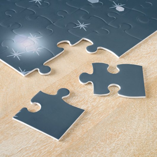 Sneeuwvlokken, blauw en wit, ballonnen legpuzzel (Zijkant)