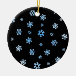 Sneeuwvlokken (blauw en wit) keramisch ornament