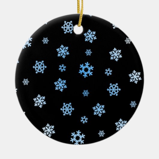 Sneeuwvlokken (blauw en wit) keramisch ornament (Voorkant)