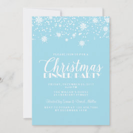 Sneeuwvlokken Blauw en Wit Kerstmis Diner Party Kaart