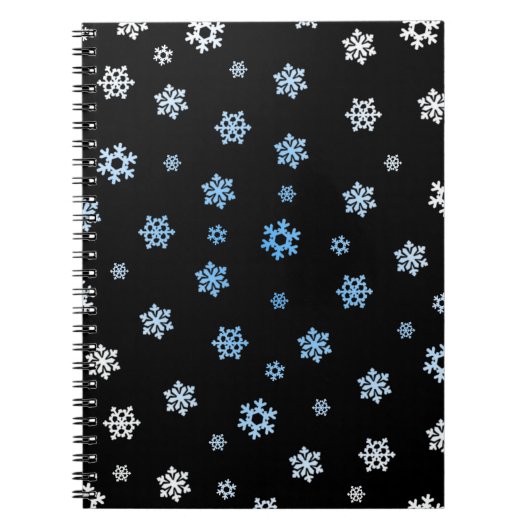 Sneeuwvlokken (blauw en wit) notitieboek (Voorkant)