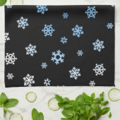 Sneeuwvlokken (blauw en wit) theedoek (Gevouwen)