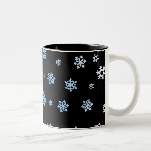 Sneeuwvlokken (blauw en wit) tweekleurige koffiemok (Rechts)