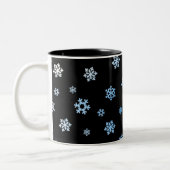 Sneeuwvlokken (blauw en wit) tweekleurige koffiemok (Links)