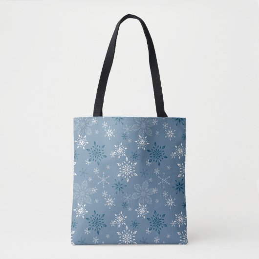 Sneeuwvlokken, blauw en wit, wintersneeuwdouches tote bag (Voorkant)
