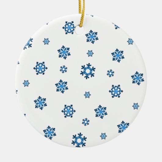 Sneeuwvlokken (blauw en zwart) keramisch ornament (Voorkant)