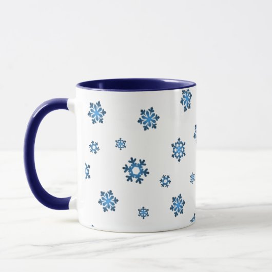 Sneeuwvlokken (blauw en zwart) mok (Links)