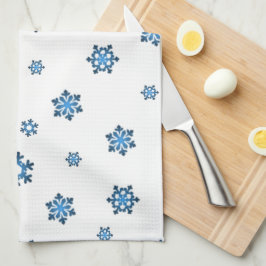 Sneeuwvlokken (blauw en zwart) theedoek