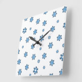 Sneeuwvlokken (blauw en zwart) vierkante klok (Hoek)