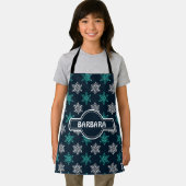 Sneeuwvlokken Blauw Groen Minimaal Patroon Schort (Insitu)