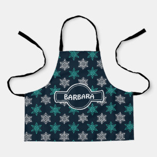 Sneeuwvlokken Blauw Groen Minimaal Patroon Schort
