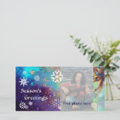 SNEEUWVLokken, blauw,groen,wit,geel Feestdagenkaart (Staand voorkant)