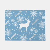 Sneeuwvlokken blauw Kerstmis Deurmat (Voorkant)