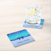 Sneeuwvlokken Blauw Lint Kerst Papier Onderzetter (Insitu)