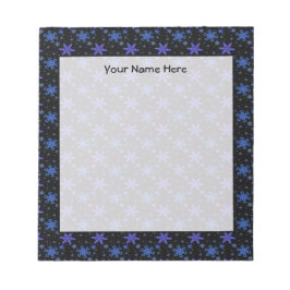 Sneeuwvlokken Blauw Paars op zwart Notitieblok