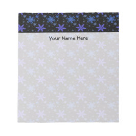 Sneeuwvlokken Blauw Paars op zwart Notitieblok