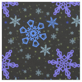Sneeuwvlokken Blauw Paars op zwart Stof