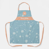 Sneeuwvlokken  Blauw Perzik Roze Monogram Gift Schort (Voorkant)