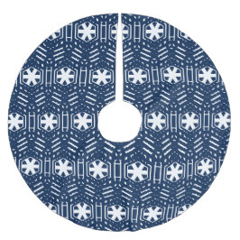 Sneeuwvlokken blauw van de marine en wit kerstpatr kerstboom rok