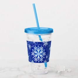 Sneeuwvlokken Blauw Wit Acryl Tumbler Drinkbeker