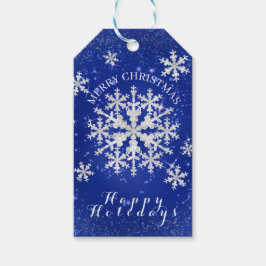 Sneeuwvlokken Blauw Wit Cadeaulabel