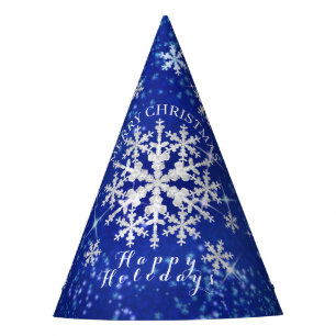 Sneeuwvlokken Blauw Wit Feesthoedjes