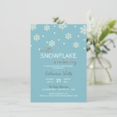 Sneeuwvlokken Blauw Zilver Grijs BABY SHOWER | JON Kaart (Staand voorkant)