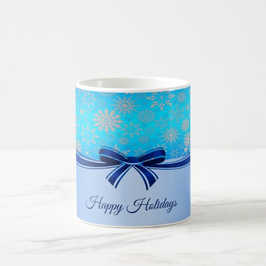 Sneeuwvlokken Blauwe Lint Kerstmug Koffiemok (Center)