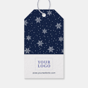 Sneeuwvlokken Blauwe Vrolijke Kerstdag Zakelijk Lo Cadeaulabel