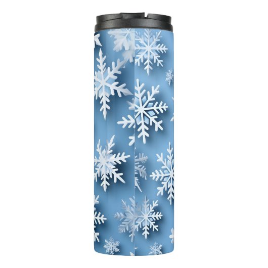 Sneeuwvlokken Blauwe Winter Thermosbeker (Achterkant)
