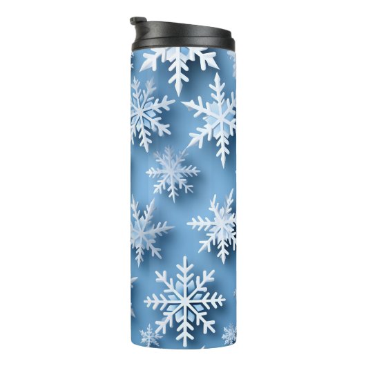 Sneeuwvlokken Blauwe Winter Thermosbeker (Geroteerd rechts)