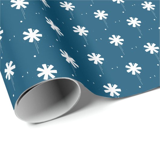 Sneeuwvlokken blauwgroen blauw wit sneeuwpatroon s cadeaupapier (Rol Hoek)