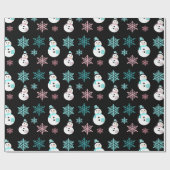 Sneeuwvlokken, Blauwgroen en roze kerst Cadeaupapier (Vlak)