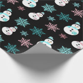 Sneeuwvlokken, Blauwgroen en roze kerst Cadeaupapier (Hoek)