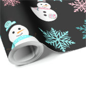 Sneeuwvlokken, Blauwgroen en roze kerst Cadeaupapier (Rol Hoek)