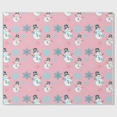 Sneeuwvlokken, Blauwgroen en roze kerst Cadeaupapier (Vlak)