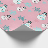 Sneeuwvlokken, Blauwgroen en roze kerst Cadeaupapier (Hoek)